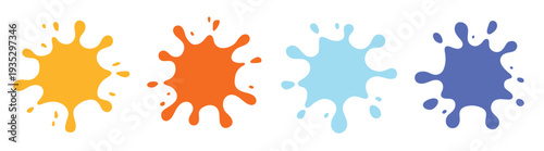 Splash of paints in various colors. Blot splatter isolated vector design element illustration collection in transparent background