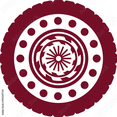 Black rubber wheel tire design. Wheel tires. Car tire tread tracks, Mini Van racing wheel minimal design. Tyres road maintenance vector automobile. Auto Van wheel tyre. Vector illustration rim design