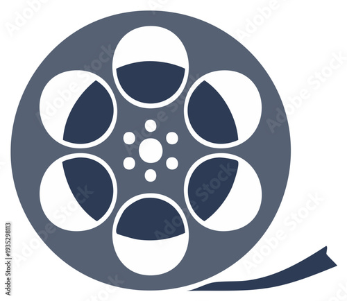 Film Reel Icon Graphic Symbol, Movie Industry, Entertainment, Cinema History, Video Production, Recording, Flat Design