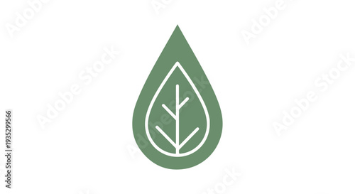 Green teardrop shaped leaf logo on white background