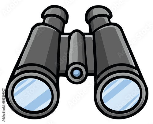 Cartoon binoculars illustration for adventure travel tourism or wildlife viewing equipment