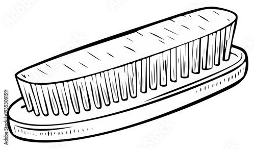 Outlined Illustration of a Cleaning Brush with Bristles