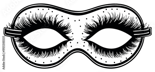 Masquerade Mask with Eyelashes and Dots Vector Illustration Carnival Event Decoration