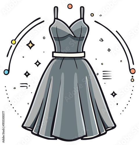 Gray dress illustration fashion design vector