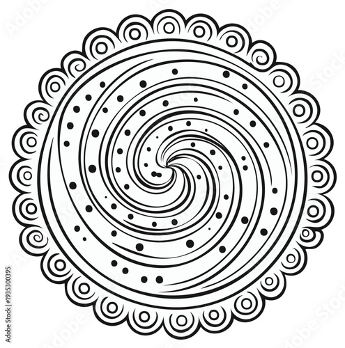 Abstract Swirl Pattern in a Circle Decorative Graphic Element
