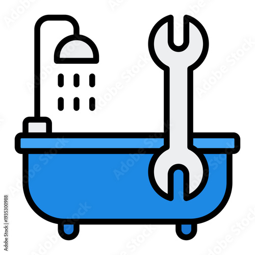 Home renovation bathroom remodeling icon filled line style