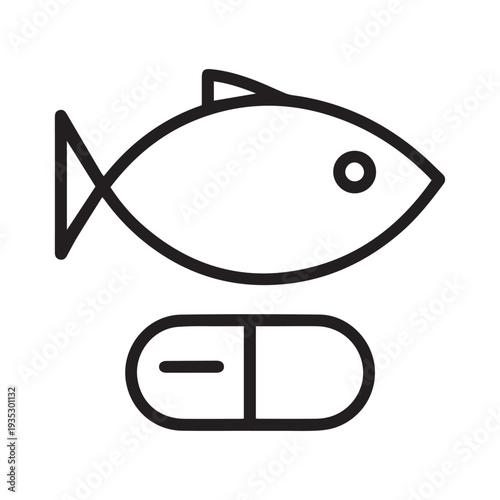 Minimalist Fish Oil Capsule Icon for Omega 3 Vitamin Supplement and Healthy Nutrition Wellness Concept