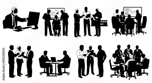 Set of 10 business people icons vector isolated on White Background