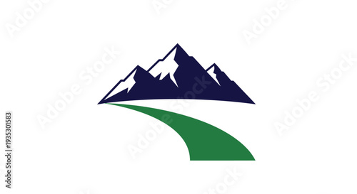 A stylized logo featuring a mountain range with a green pathway leading to the peaks.