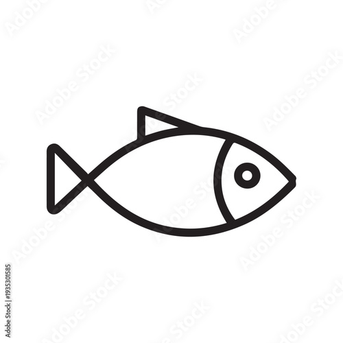 Fish Animal Line Icon Vector Illustration for Seafood Menu and Marine Life Symbol