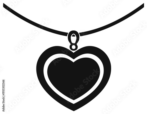 Black Heart Pendant Necklace Silhouette Icon