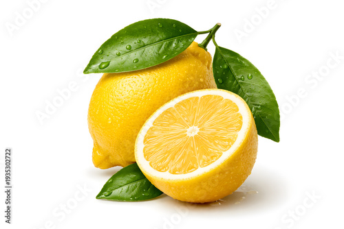 Lemon fruit fresh with green leaf