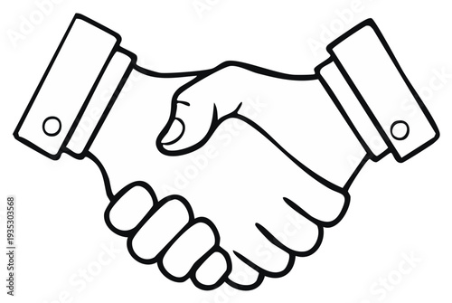 Two hands clasped in a firm handshake symbolizing agreement and partnership in business