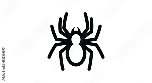 A black spider icon on a white background
