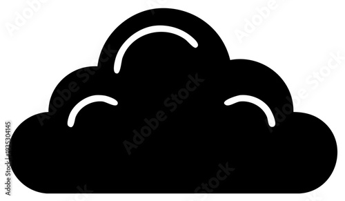 Stylized cloud silhouette with white highlights against a white backdrop