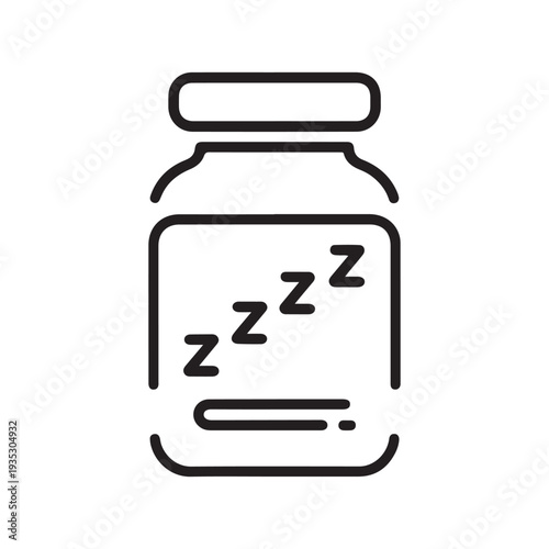 Sleeping Pills Bottle Icon with ZZZ Symbols for Insomnia Treatment Melatonin Supplements and Nighttime Health Care