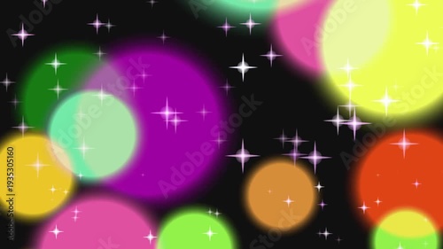 Colorful Circles and Stars Animation Background.