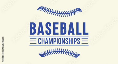 Classic Baseball Championships Vector Logo Design with Retro Stitching Elements Graphic