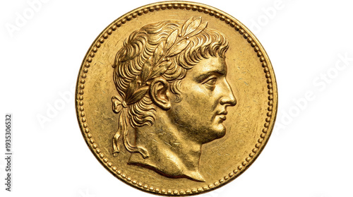 Foto Ancient gold coin with Roman emperor profile