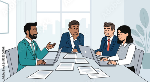 Business Professionals in Meeting Discussion.