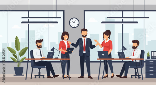 Business Professionals Working Together in Office.