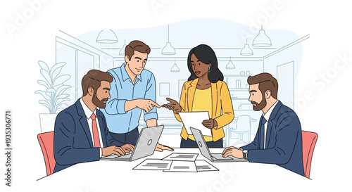 Business Professionals Collaborating Around Table.