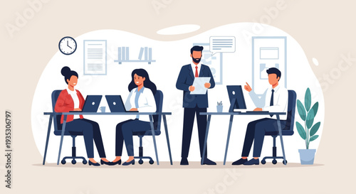 Business Team Working Together in Office.