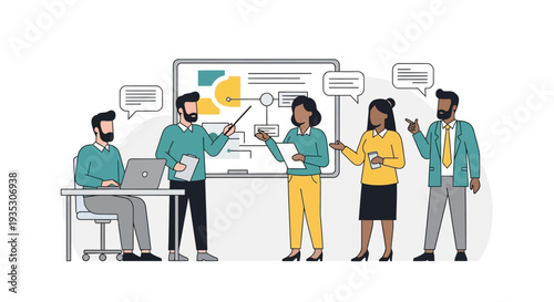 Group of Business Professionals Discussing Project.