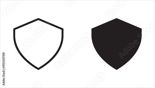 Shield icon set, shields of various shapes, transparent background