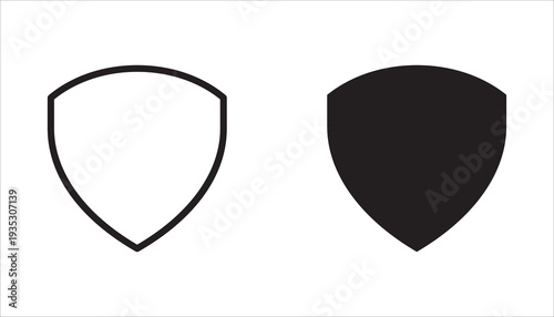 Shield icon set, shields of various shapes, transparent background