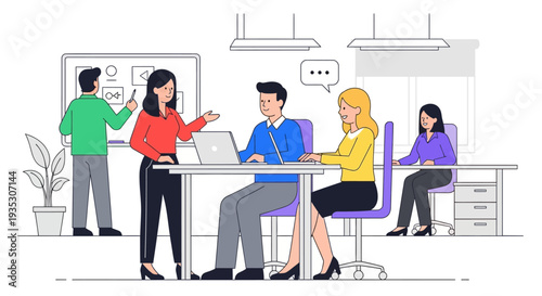 Group of Business Professionals Discussing Project.