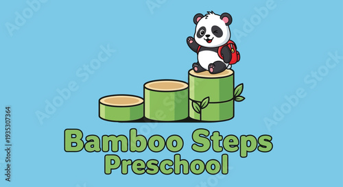 Minimalist Playful Panda Logo Design for Children's Brand Company Icon Vector Illustration