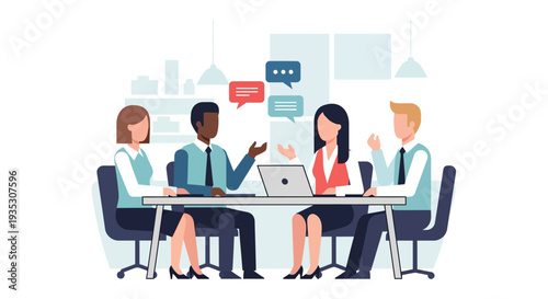 Business Team Meeting with Laptop Discussion.