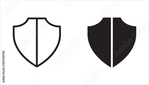 Shield icon set, shields of various shapes, transparent background
