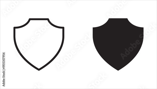 Shield icon set, shields of various shapes, transparent background