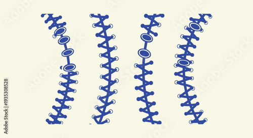 Stylish Abstract Blue Lacing Pattern Geometric Repeatable Shoelace Corset Vector Background