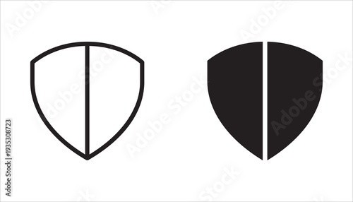 Shield icon set, shields of various shapes, transparent background