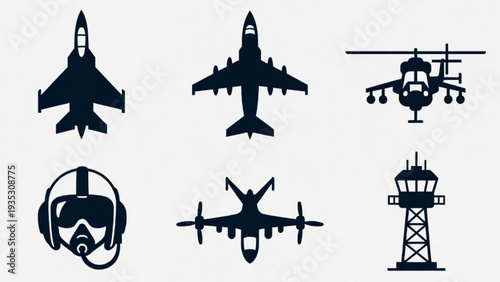 Defense and Air Force Icons Collection, Aircraft and Pilot Symbols