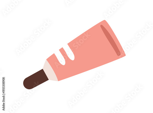 Cosmetic tube, abstract beauty makeup product. Lip balm packaging. Small pack with cap. Cream, serum, personal skincare and make-up item. Flat vector illustration isolated on white background