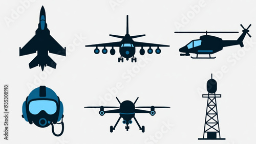 Defense and Air Force Icons Collection, Aircraft and Pilot Symbols
