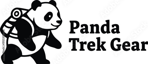 Cute Happy Panda Illustration Logo Design for an Academy Vector Illustration