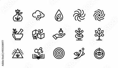 Alchemy Symbols Vector Icons Set