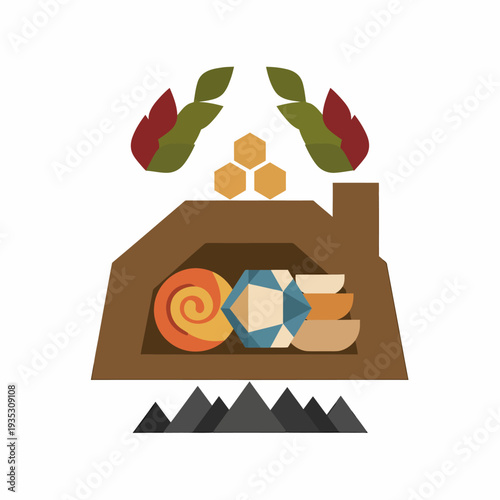 Ceramic Kiln with Pottery and Honeycomb