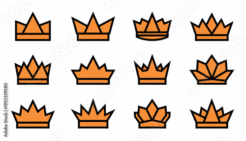 Royal Crown Icons Set - Vector Illustration