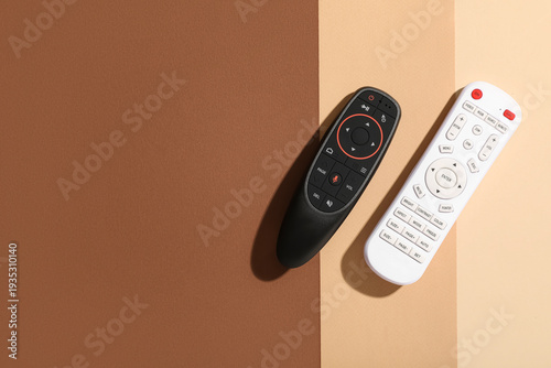 TV remote controllers on co...