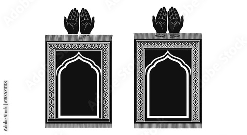 Intricate islamic architectural arches with decorative patterns and crown-like finials. Vector, illustration
