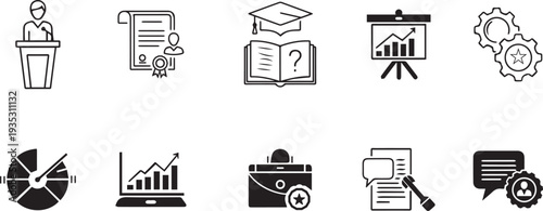 Business education and data analysis icons