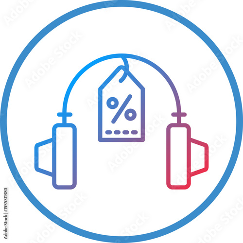 Headphone Sale Line Icon Style