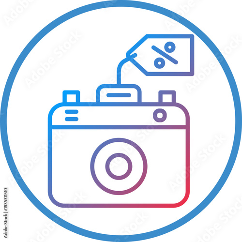 Camera Sale Line Icon Style