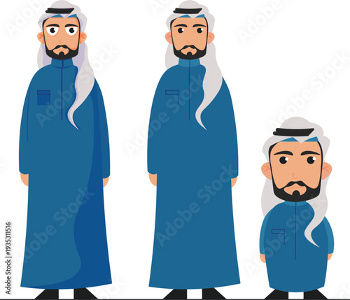 Arabic man character design, flat design, cartoon design